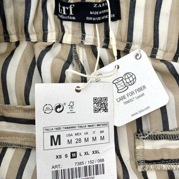 Zara Striped Paperbag Trouser Pants NWT - Picture 5 of 5
